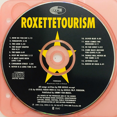 Cd Roxette  Roxettetourism, 1991-1992 (sin Caja Ni Láminas)