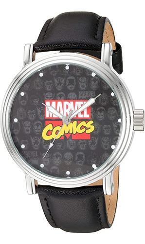 Marvel Reloj Analógico De Cuarzo Para Adultos, Negro, Reloj