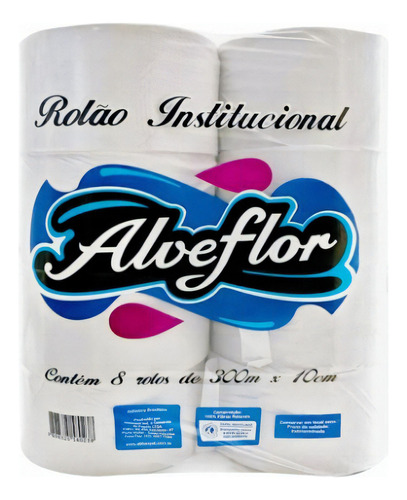 Papel Higiênico Rolão Branco Extra Luxo 8 Rolos X 300 Metros