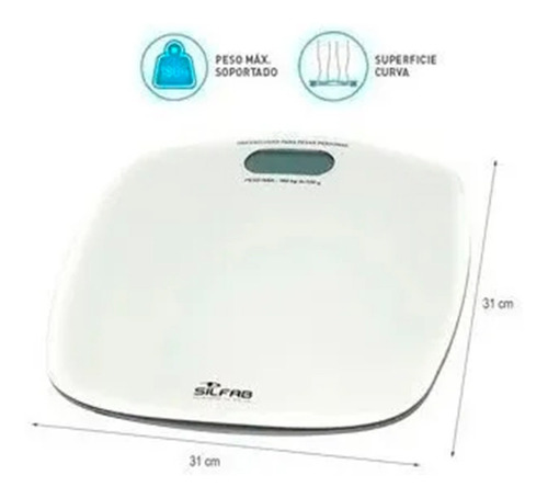 Imagen 4 de 6 de Balanza Digital Electrónica Curve White 180kg Personal