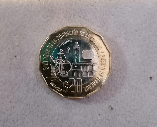 Moneda De 20 Pesos, 500 Años De La Fundación De Veracruz 