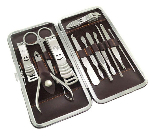 Set Manicure Pedicure 12 Piezas Acero Inoxidable Con Estuche