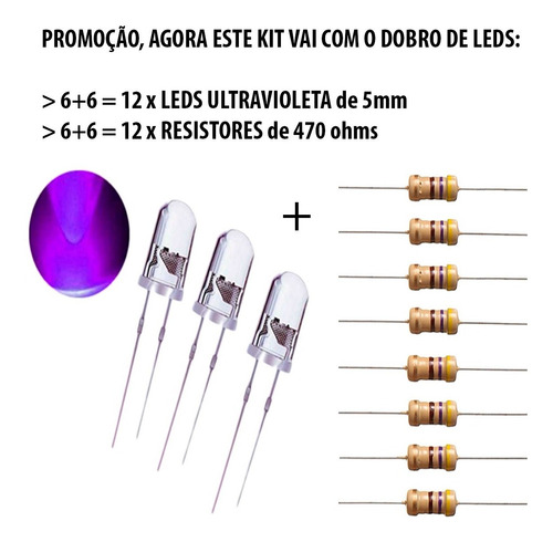 Kit Led P/ Armadilha De Mosquito Led+resistor+fonte+conector