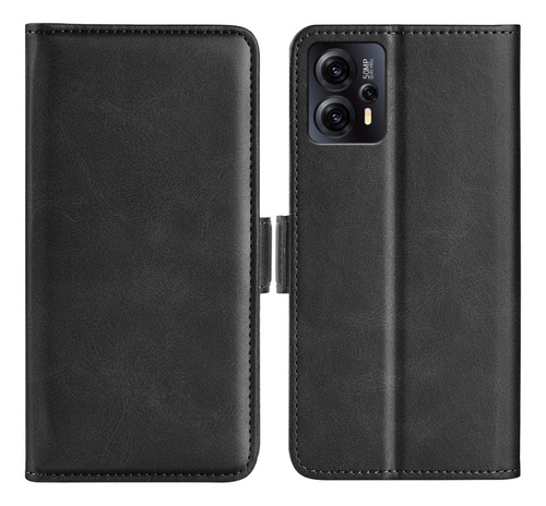 Dual-side Buckle Leather Case For Motorola Moto E13