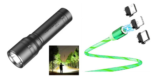 Linterna Led Mini Recargable + Cable Led