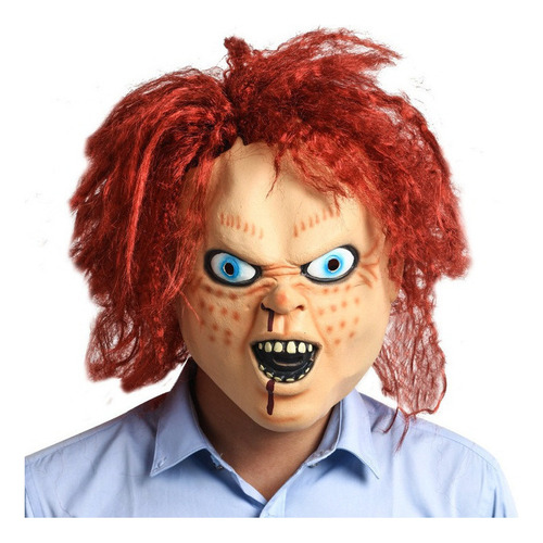 S Máscara Látex Chucky Muñeco Diabólico Peluca Disfraz
