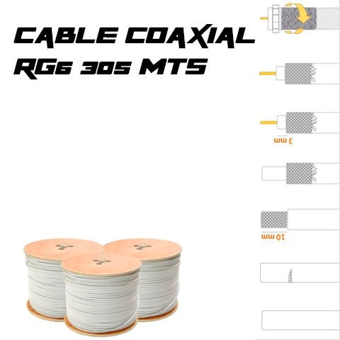Cable Coaxial Rg6 305mts Carrete Tecnosat