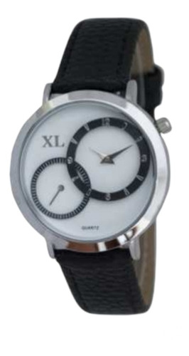 Reloj Mujer Xl Malla Pu Símil Cuero Negro Modelo 770-01