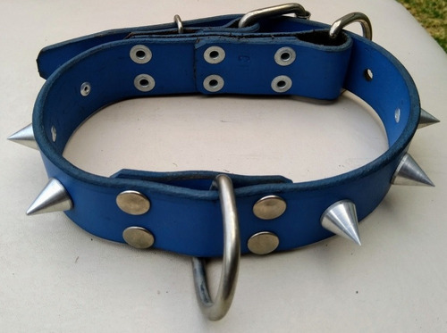 Collar Piel 4cm X 65cm Con Picos Aluminio Pitbull Silverado