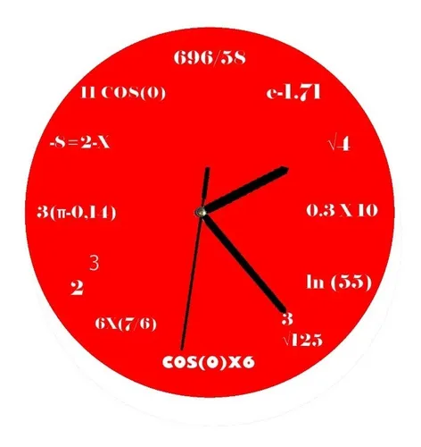 Reloj De Pared De Operaciones Matem ticas Rojo
