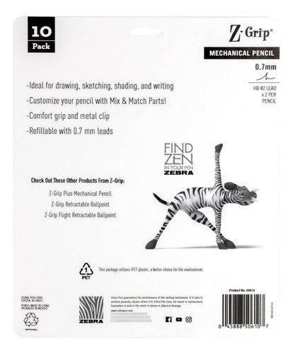 Lápiz Mecánico Grafito Hb 2 Punta 0.71 Mm 10 Unidades