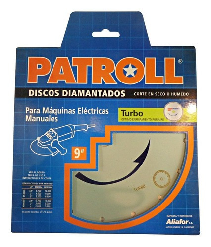 Disco Diamantado Turbo Patroll 9 Aliafor 230 Mm Pt-9 Color Gris