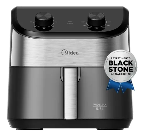 Fritadeira Elétrica Midea 5,5 Litros Widemax Preta e  Inox 127V