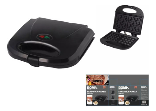 Boma Waflera Electrica Fácil De Limpiar Para 2 Wafles 750w Negro