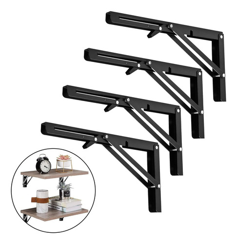 12 Inch Black Folding Shelf Brackets,potaosey 4pc Sus304 St.