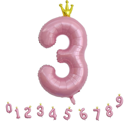 Globo De Número 3 Rosa Claro 101,6 Cm Para Cumpleaños