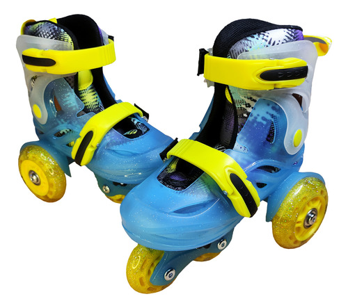 Patines Entrenador Ajustable Led Kit Completo Azul 17 - 19 Mx 8 Cm Azul Acero
