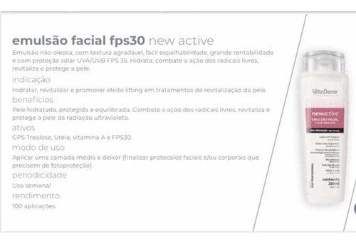 Protetor solar  Vita Derm  New Active Toque Seco Branco 35FPS  en creme 200mL