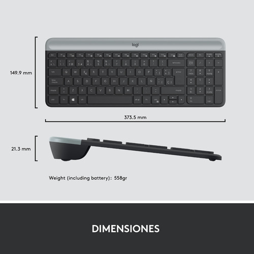 Kit Teclado Y Mouse Inalambrico Logitech Mk470 Grafito Negro