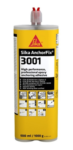 Adhesivo Epóxico Para Anclajes Sika Anchorfix-3001 600 Ml