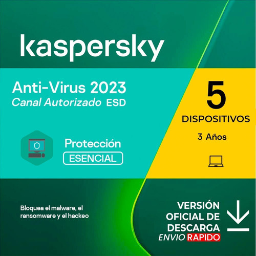 Kaspersky Antivirus 5 Pcs 3 Años