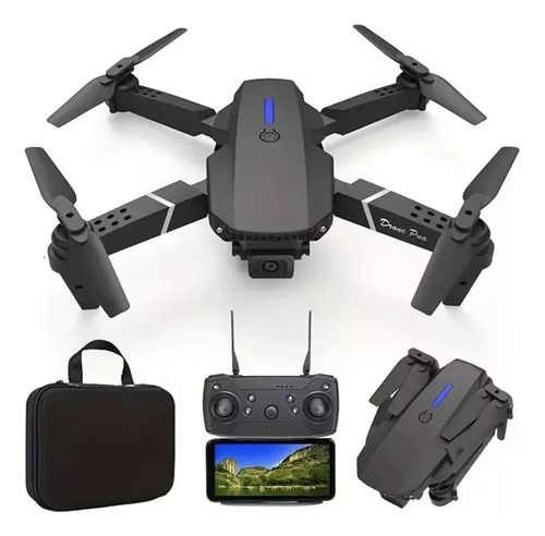 Drone E88 Pro Com Câmera Dupla E Wifi Com Case Cor Preto