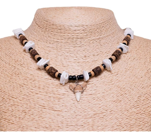 Collar Bluerica Diente De Tiburón Coco Y Puka Chip 18