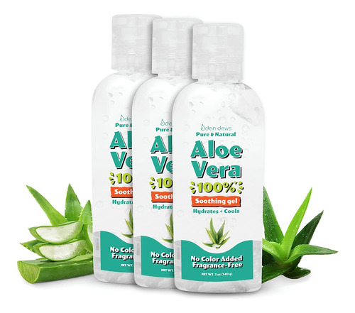 Gel Aloe Vera Para Piel 100% Puro Natural Hidratante 3 Pzas