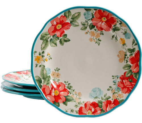 Set De 4 Platos Para Cena Vintage Floral Por The Pioneer