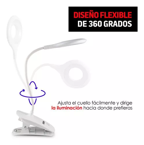 Lámpara LED con batería recargable, cuello flexible y p