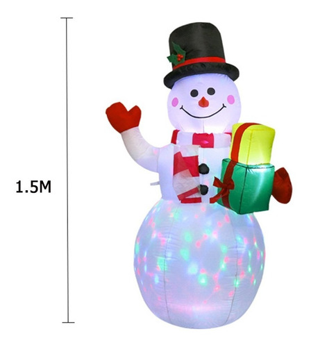 Mono De Nieve Inflable Muñecos Navideños Con Luz Led Ninos