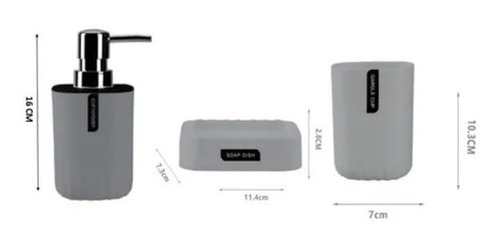Imagen 1 de 3 de Set Baño 3 Piezas Taza Jabonera Dispensador