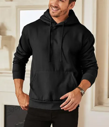 Sudadera Negra Hoodie Hombre Informal Y Cálido Suelta Moda