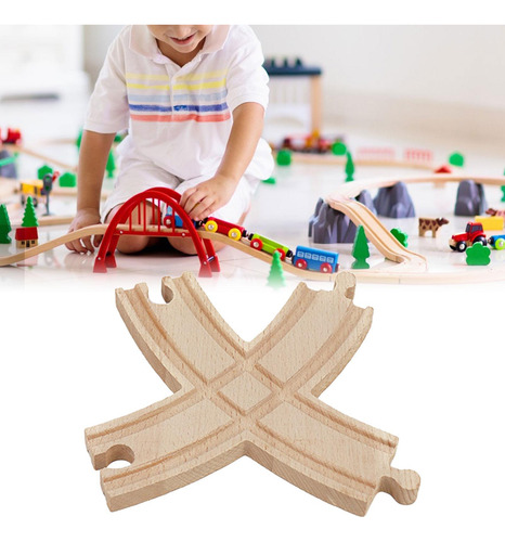 Vía De Tren De Madera, Accesorios 14,5 Cm X 14 Cm X 1,2 Cm