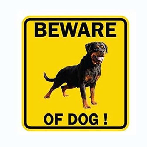 Ota Pegatina Cuidado Con El Perro Rottweiler Amarillo Signo