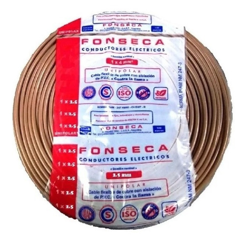 Cable Unipolar Fonseca 1,5mm Marron Rollo X 100 M Iram 247-3