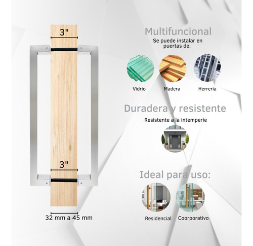 Jaladera Tipo C Cuadrada 150cm Acero Inoxidable***