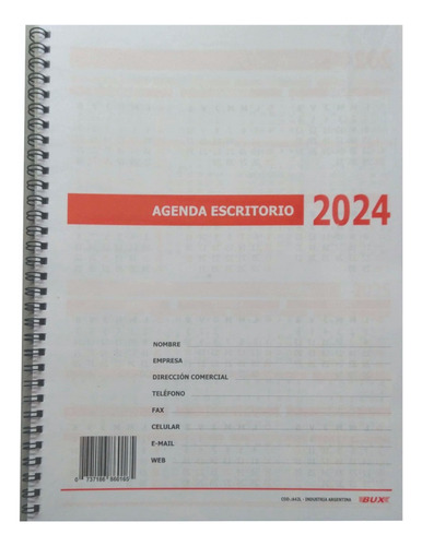 Agenda De Escritorio A4 Con Espiral Bux - Mensual  2024