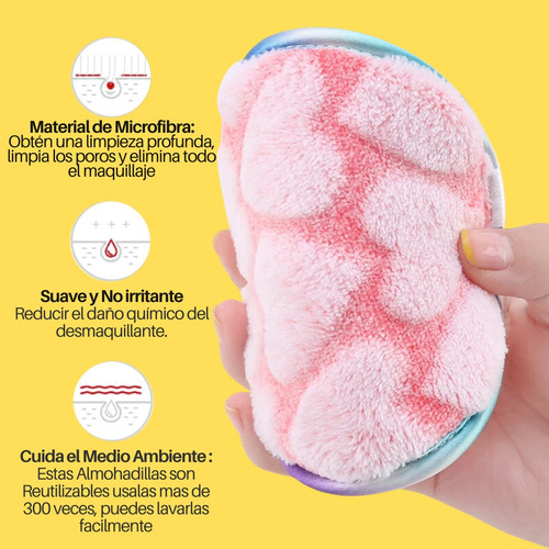 Set 4 Almohadillas Limpieza Facial Doble Cara Lavable