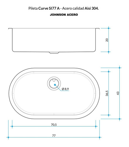 Imagen 5 de 8 de Bacha Simple Cocina Johnson Curve Si77 A Antirrebalse Apoyar