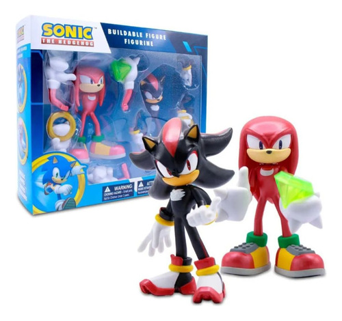 Kit 2x Boneco Sonic The Hedgehog Montável Shadow E Knuckles