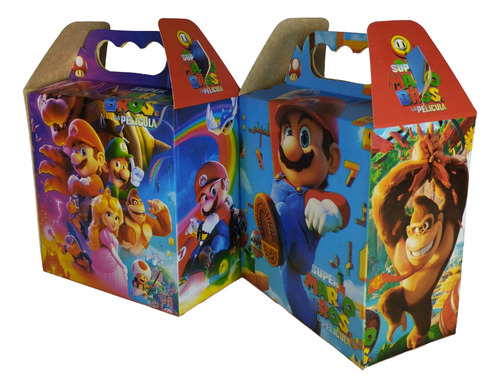 Caja Dulcera + Platos + Vasos Kit Fiesta 20 Niños Mario Mario Mario