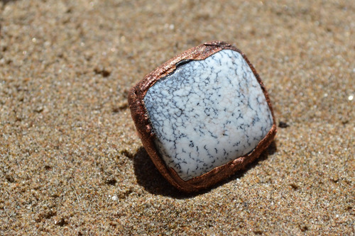 Imagen 5 de 10 de Anillo De Agata Y Cobre, Piedra Natural, Joyeria De Autor