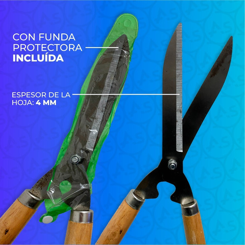 Imagen 4 de 10 de Tijera De Podar Para Cercos Mango De Madera 19 Jardineria