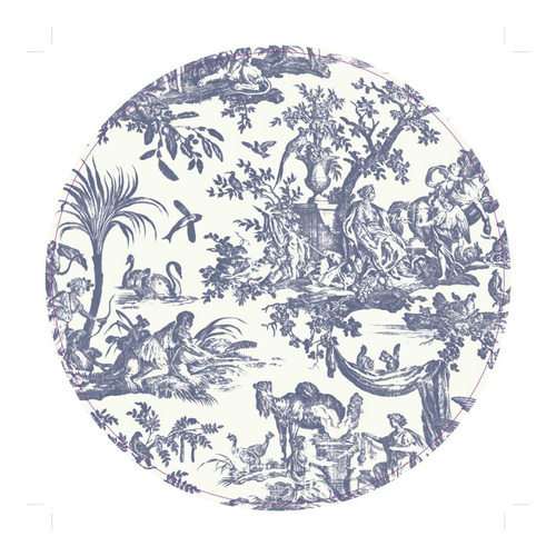 Plato De Sitio De Papel 34 Cm Diametro - Impreso X 50 228 toile de jouy azul