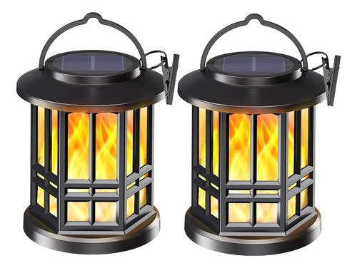 Farol Solar Con Efecto Llama Para Exterior