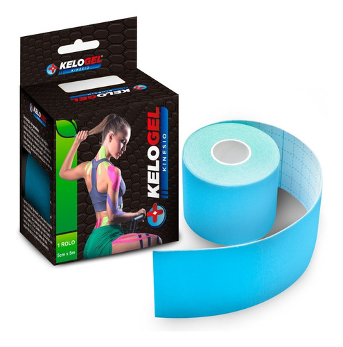 Fita Tape Bandagem Elás. Kelogel Premium 5cmx5m 5un Cor Azul-claro