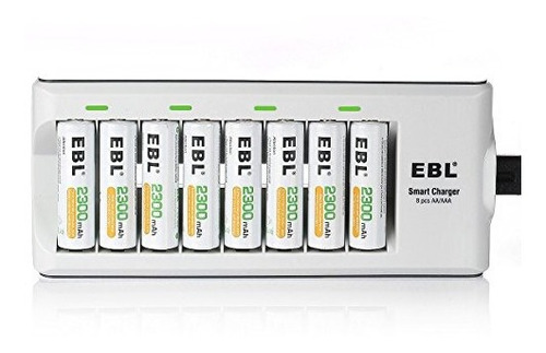 Cargador De Batería Ebl 8 Bay Smart Aa Aaa Y 8 Piezas Bater