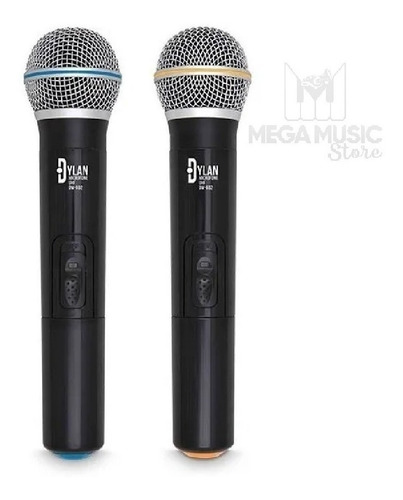 Microfone Sem Fio Profissional Uhf Dylan Dw-602 Duplo Mão