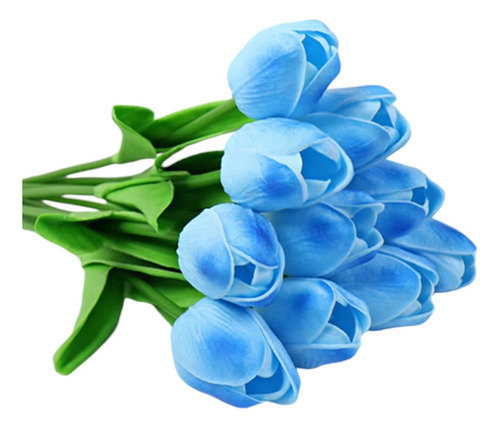 Buque De Tulipas Azuis Real Ao Toque Com 10 Unidades Mlfull